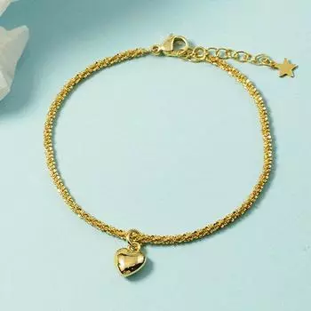 Браслет из стерлингового серебра 925 пробы с кисточками и сердечками, браслет для женщин и девочек, вечерние свадебные украшения, Bijoux Femme, аксессуары, Sl428 золотой