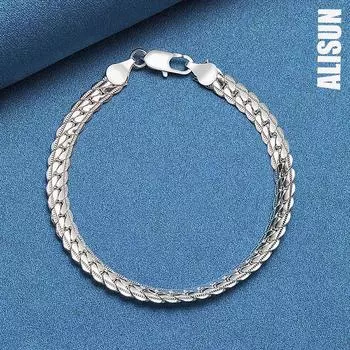 Браслет из стерлингового серебра 925 пробы с боковой цепочкой 6 мм, модные свадебные украшения 18CM