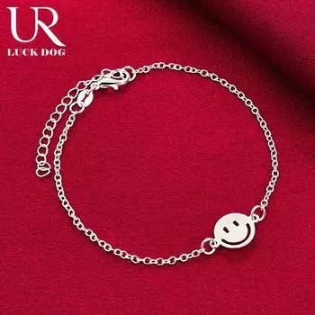 Браслет из стерлингового серебра 925 пробы с улыбающимся лицом, модные свадебные украшения 20CM