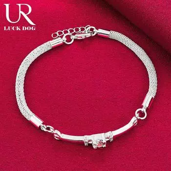 Браслет из стерлингового серебра 925 пробы с цирконием AAA, модные свадебные украшения 20CM