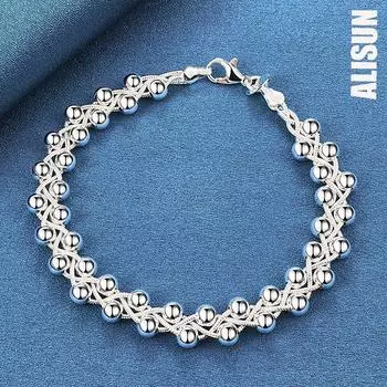 Браслет из стерлингового серебра 925 пробы с бусинами из винограда, модные свадебные украшения 20CM