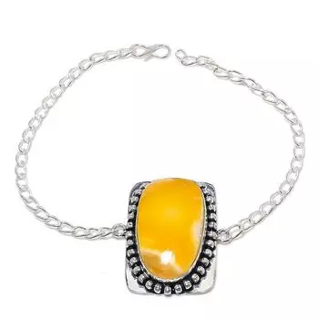 Браслет из стерлингового серебра 925 пробы с натуральным желтым септарским драгоценным камнем 7-8 дюймов c5C22