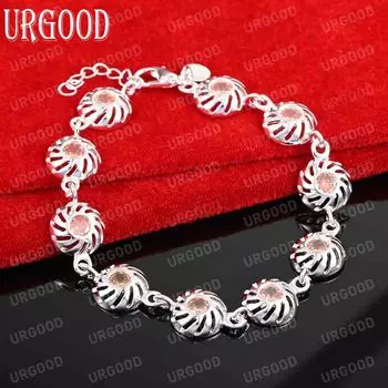 Браслет из стерлингового серебра 925 пробы с круглым цирконием AAA, модные свадебные украшения 20CM