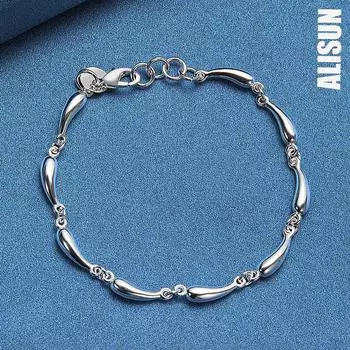 Браслет из стерлингового серебра 925 пробы с каплями воды, модные свадебные украшения 20CM