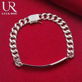 Браслет из стерлингового серебра 925 пробы с гладкой стороной 8 мм, модные свадебные украшения 20CM