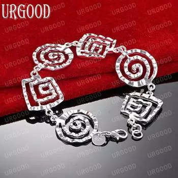 Браслет из стерлингового серебра 925 пробы с волной, модные свадебные украшения 20CM