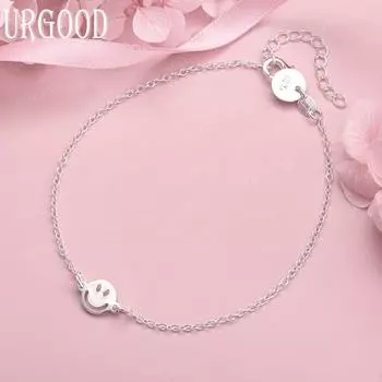 Браслет из стерлингового серебра 925 пробы с улыбающимся лицом, модные свадебные украшения 20CM