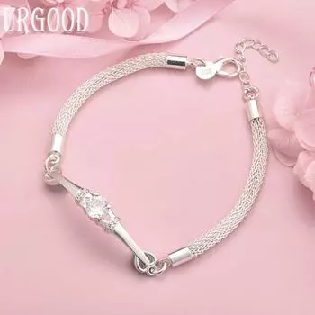 Браслет из стерлингового серебра 925 пробы с цирконием AAA, модные свадебные украшения 20CM