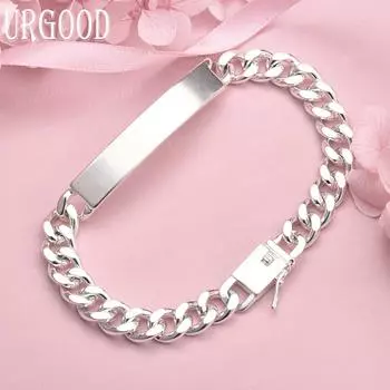 Браслет из стерлингового серебра 925 пробы с гладкой стороной 8 мм, модные свадебные украшения 20CM