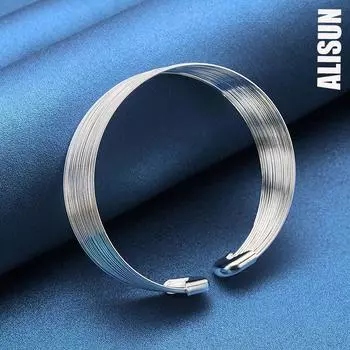Браслет из стерлингового серебра 925 пробы с несколькими линиями, модные свадебные украшения 60MM