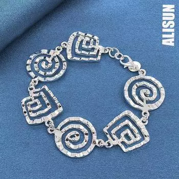 Браслет из стерлингового серебра 925 пробы с волной, модные свадебные украшения 20CM