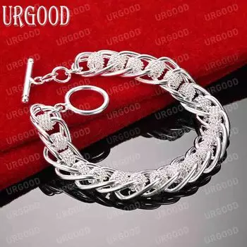 Браслет из нескольких кругов из стерлингового серебра 925 пробы, модные свадебные украшения 20CM