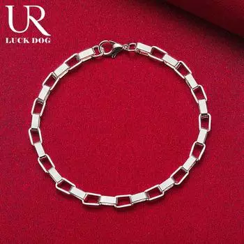 Браслет из стерлингового серебра 925 пробы с пряжкой-коробкой, модные свадебные украшения 20CM