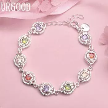 Браслет из стерлингового серебра 925 пробы с цирконием цвета ААА, модные свадебные украшения 40CM