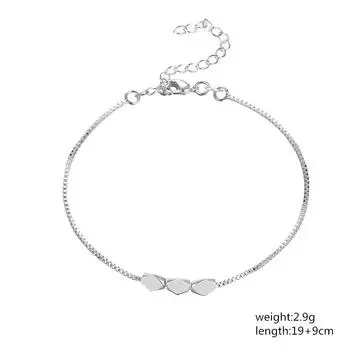 Браслет из стерлингового серебра 925 пробы с тремя бриллиантами и бусинами, модные ювелирные изделия 20CM