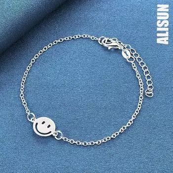 Браслет из стерлингового серебра 925 пробы с улыбающимся лицом, модные свадебные украшения 20CM