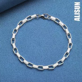 Браслет из стерлингового серебра 925 пробы с пряжкой-коробкой, модные свадебные украшения 20CM