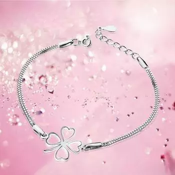 Браслет из стерлингового серебра 925 пробы с клевером, женские серебряные аксессуары, браслет в корейском стиле 925