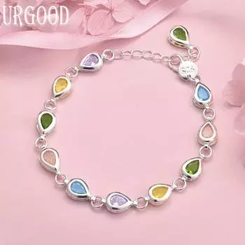 Браслет из стерлингового серебра 925 пробы с цирконием AAA, модные свадебные украшения 20CM