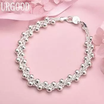 Браслет из стерлингового серебра 925 пробы с бусинами из винограда, модные свадебные украшения 20CM
