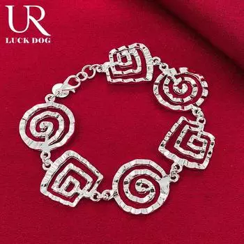 Браслет из стерлингового серебра 925 пробы с волной, модные свадебные украшения 20CM