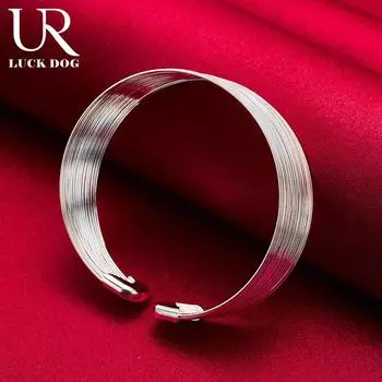 Браслет из стерлингового серебра 925 пробы с несколькими линиями, модные свадебные украшения 60MM