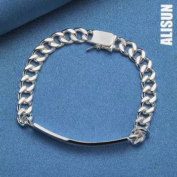 Браслет из стерлингового серебра 925 пробы с гладкой стороной 8 мм, модные свадебные украшения 20CM