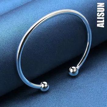 Браслет из стерлингового серебра 925 пробы с гладкими бусинами, запонки, браслет, модные свадебные украшения 67MM