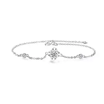 Браслет из стерлингового серебра 925 пробы с четырьмя листочками клевера, женский модный классический браслет из мозонита, ювелирные изделия в стиле интернет-знаменитостей Adjustable size