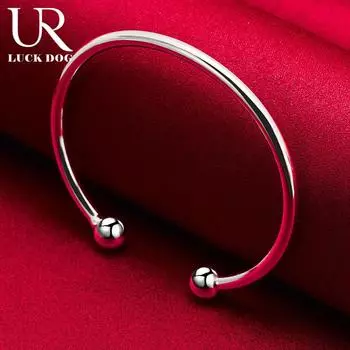 Браслет из стерлингового серебра 925 пробы с гладкими бусинами, запонки, браслет, модные свадебные украшения 67MM