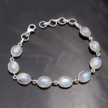 Браслет из стерлингового серебра 925 пробы с лунным камнем, подарок для нее, ювелирные изделия ручной работы, подарок по случаю дня рождения, ювелирные изделия в стиле бохо, модные украшения