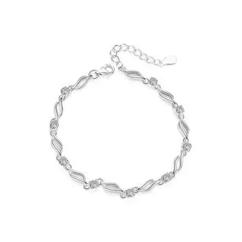 Браслет из стерлингового серебра 925 пробы с кристаллами океана, женский браслет Mosang с бриллиантами, 50 точек, корейская версия нишевого дизайна, браслет Mosang Stone Adjustable size