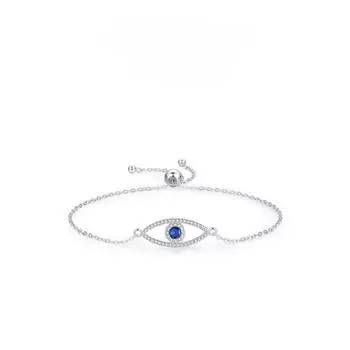 Браслет из стерлингового серебра 925 пробы с бриллиантами и бриллиантами, браслет «Глаз дьявола» для женщин, ниша, легкий, роскошный, с полыми голубыми глазами, регулируемые аксессуары для браслета Adjustable size серебряный