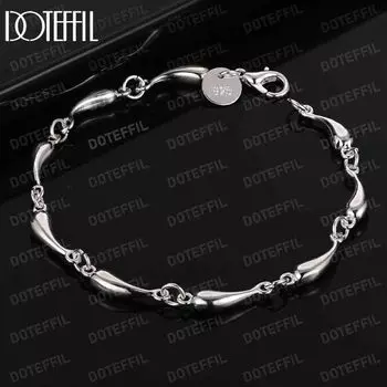 Браслет из стерлингового серебра 925 пробы с каплями воды, модные свадебные украшения 20CM