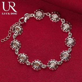 Браслет из стерлингового серебра 925 пробы с круглым цирконием AAA, модные свадебные украшения 20CM