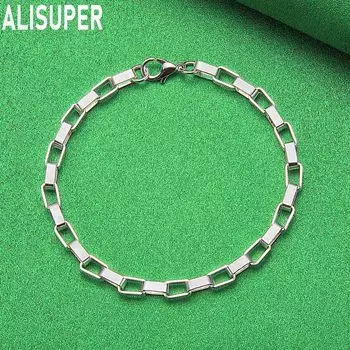 Браслет из стерлингового серебра 925 пробы с пряжкой-коробкой, модные свадебные украшения 20CM