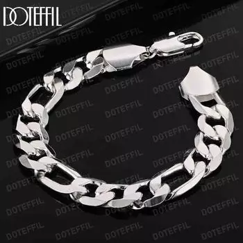 Браслет из стерлингового серебра 925 пробы с боковой цепочкой 12 мм, модные свадебные украшения 20CM