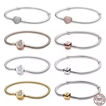 Браслет из стерлингового серебра 925 пробы с короной и змеиной костью, браслет в форме сердца с семейным древом, подходит для изготовления украшений своими руками 21cm