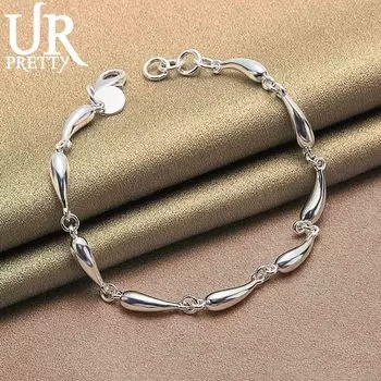 Браслет из стерлингового серебра 925 пробы с каплями воды, модные свадебные украшения 20CM