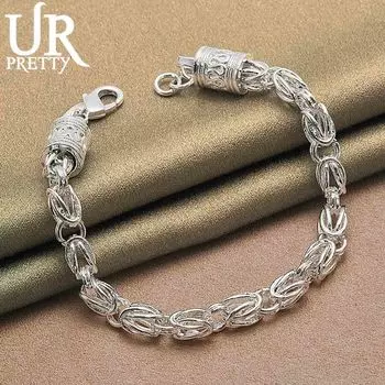 Браслет из стерлингового серебра 925 пробы с застежкой-лобстером, модные свадебные украшения 20CM