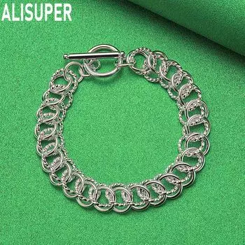 Браслет из стерлингового серебра 925 пробы с несколькими кольцами и пряжкой OT, модные свадебные украшения 20CM