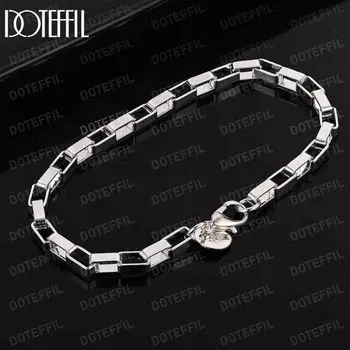 Браслет из стерлингового серебра 925 пробы с пряжкой-коробкой, модные свадебные украшения 20CM