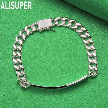 Браслет из стерлингового серебра 925 пробы с гладкой стороной 8 мм, модные свадебные украшения 20CM