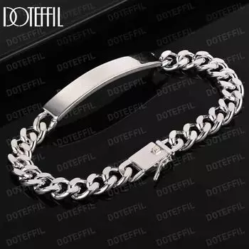 Браслет из стерлингового серебра 925 пробы с гладкой стороной 8 мм, модные свадебные украшения 20CM