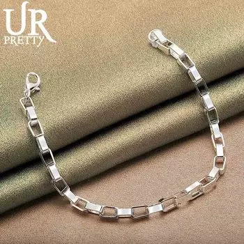 Браслет из стерлингового серебра 925 пробы с пряжкой-коробкой, модные свадебные украшения 20CM