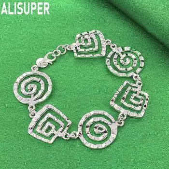 Браслет из стерлингового серебра 925 пробы с волной, модные свадебные украшения 20CM