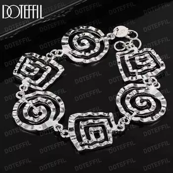 Браслет из стерлингового серебра 925 пробы с волной, модные свадебные украшения 20CM