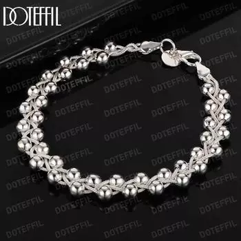 Браслет из стерлингового серебра 925 пробы с бусинами из винограда, модные свадебные украшения 20CM