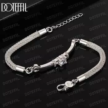 Браслет из стерлингового серебра 925 пробы с цирконием AAA, модные свадебные украшения 20CM