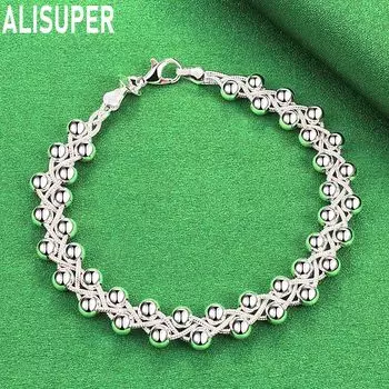 Браслет из стерлингового серебра 925 пробы с бусинами из винограда, модные свадебные украшения 20CM